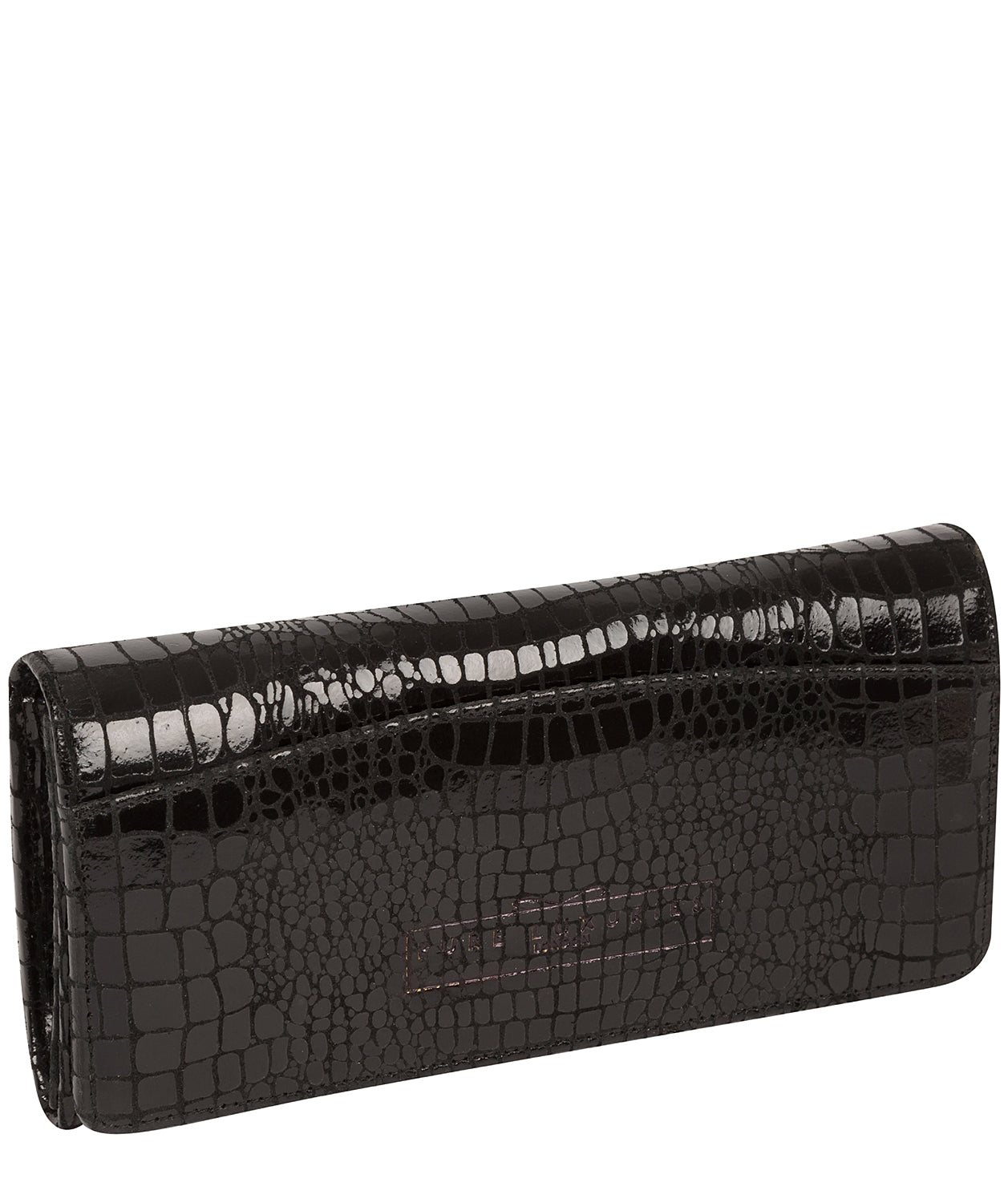 'Izabel' Black Croc Leather Purse