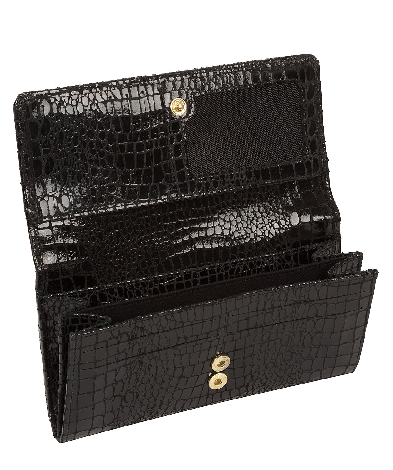 'Izabel' Black Croc Leather Purse