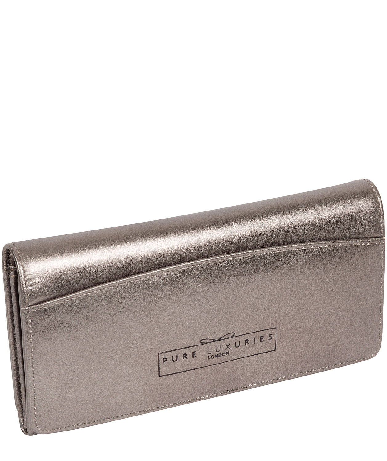 'Izabel' Metallic Dark Silver Leather Purse