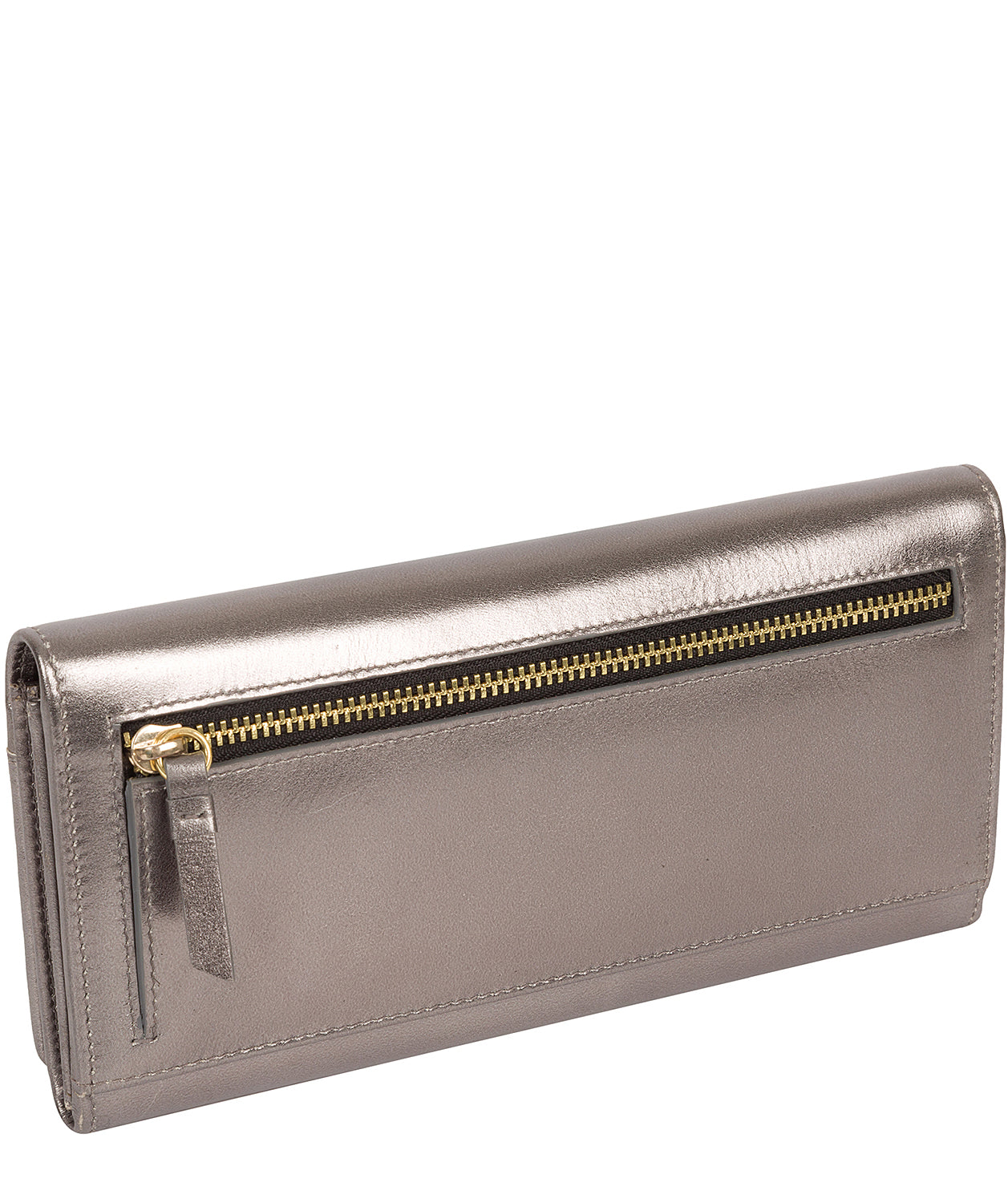 'Izabel' Metallic Dark Silver Leather Purse