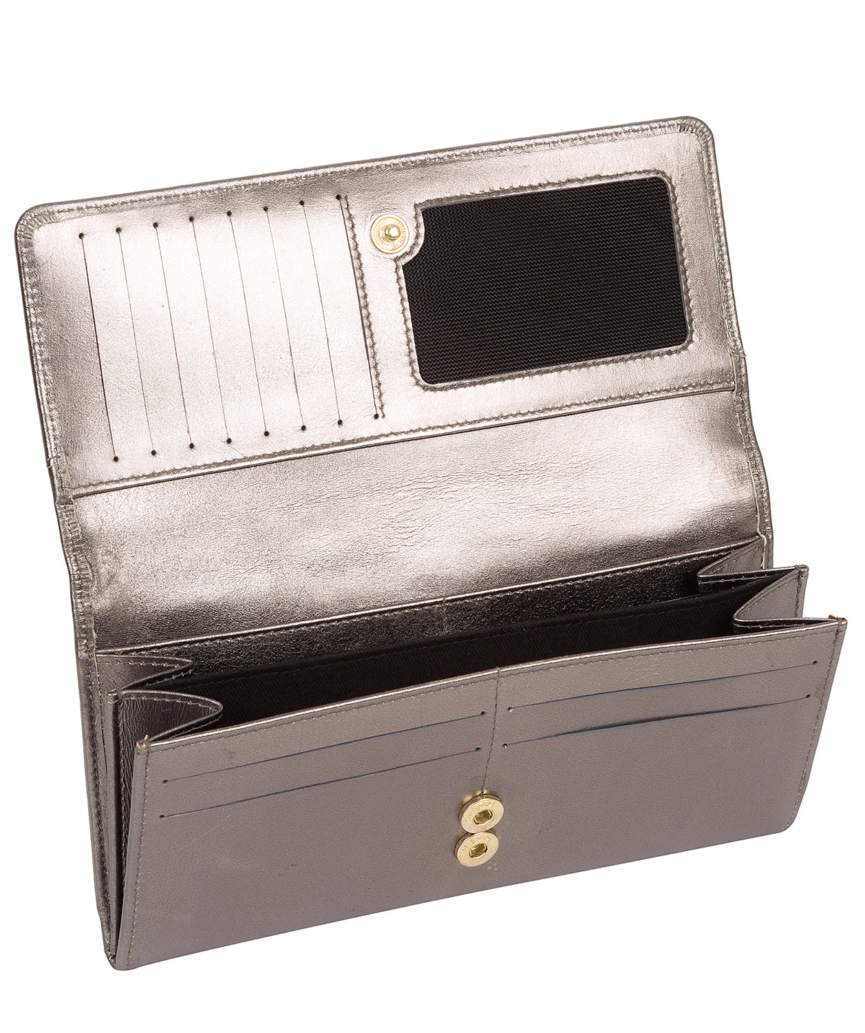 'Izabel' Metallic Dark Silver Leather Purse