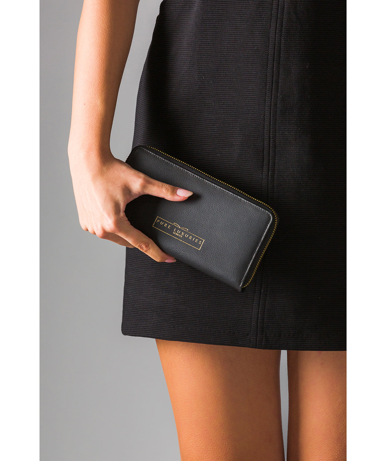 'Frieda' Jet Black Leather Purse
