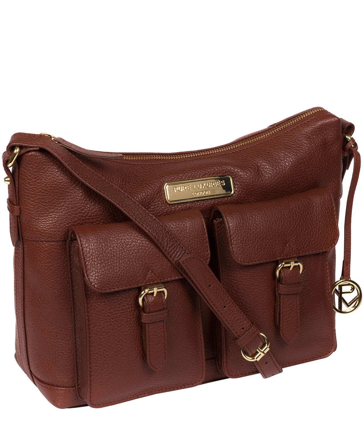 'Jenna' Chestnut Leather Shoulder Bag
