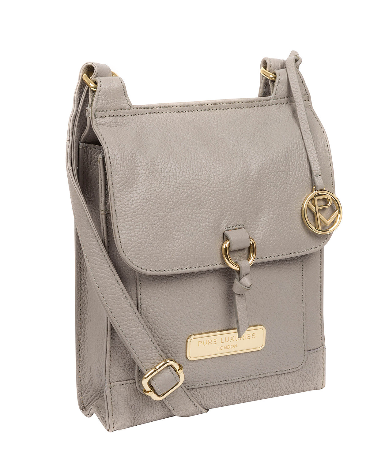 'Naomi' Grey Leather Cross Body Bag