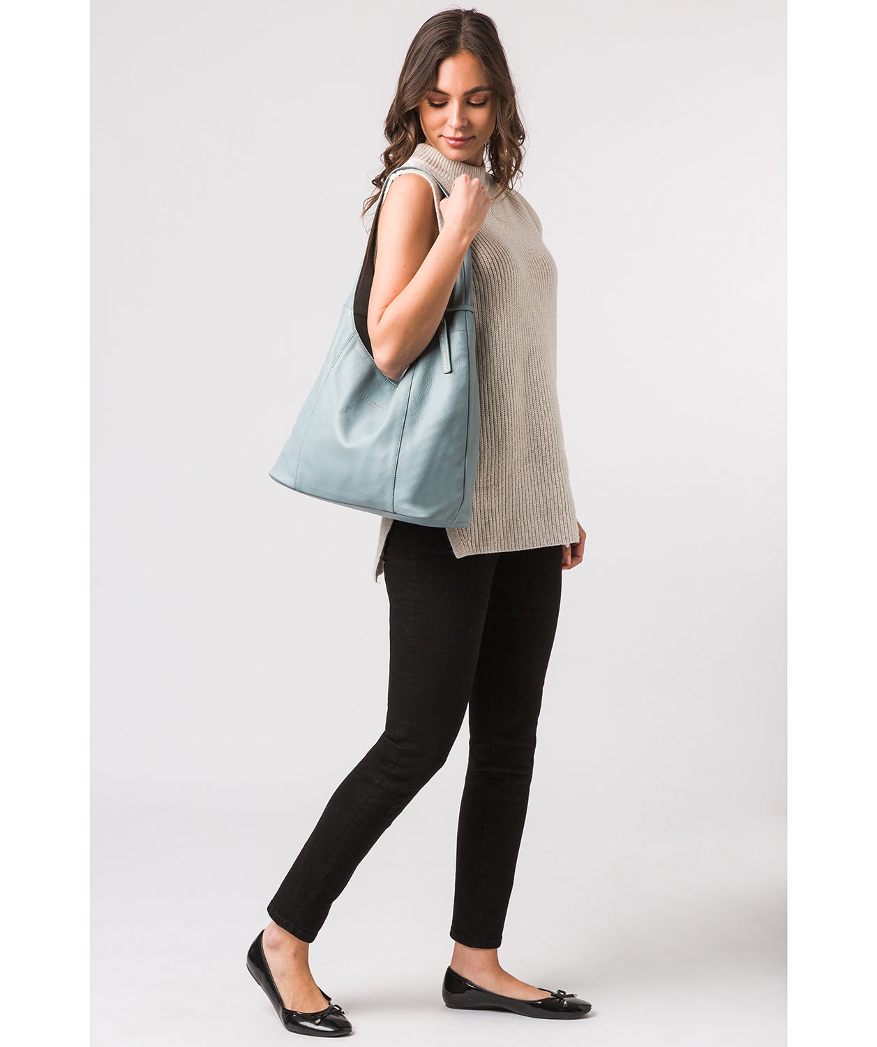 'Nina' Cashmere Blue Leather Shoulder Bag