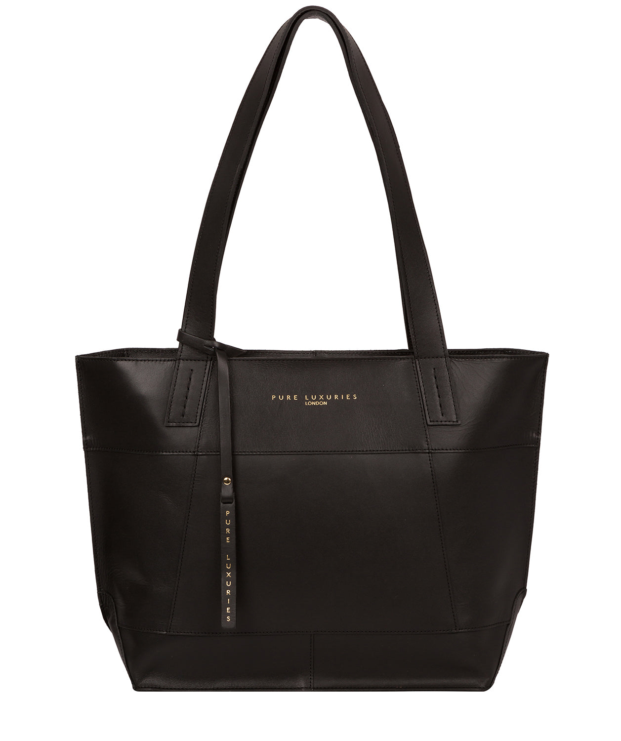'Portslade' Jet Black Vegetable-Tanned Leather Tote Bag
