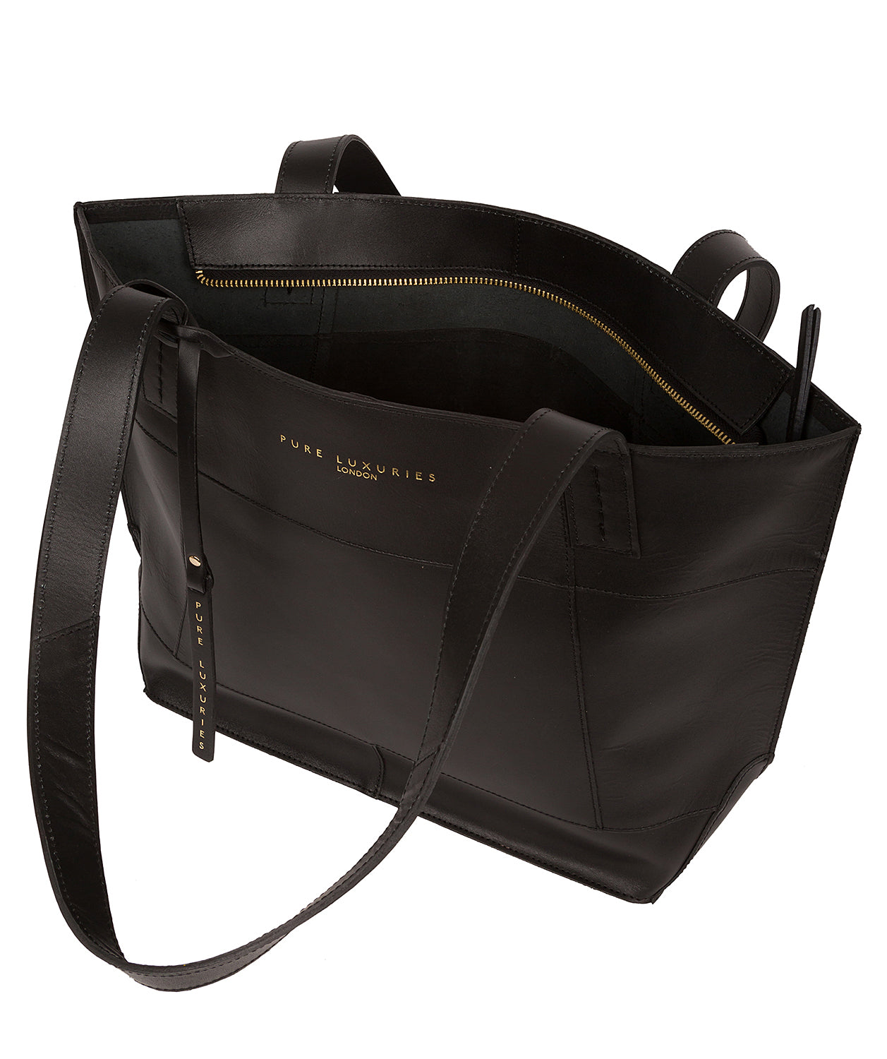 'Portslade' Jet Black Vegetable-Tanned Leather Tote Bag