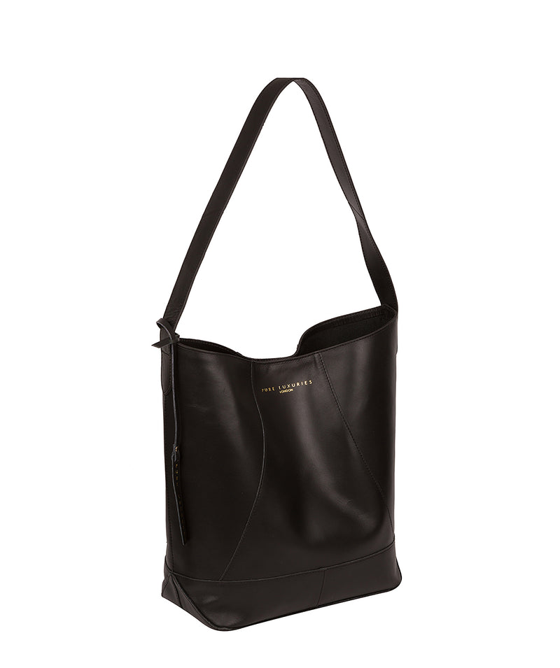 'Tunbridge' Jet Black Vegetable-Tanned Unlined Leather Shoulder Bag
