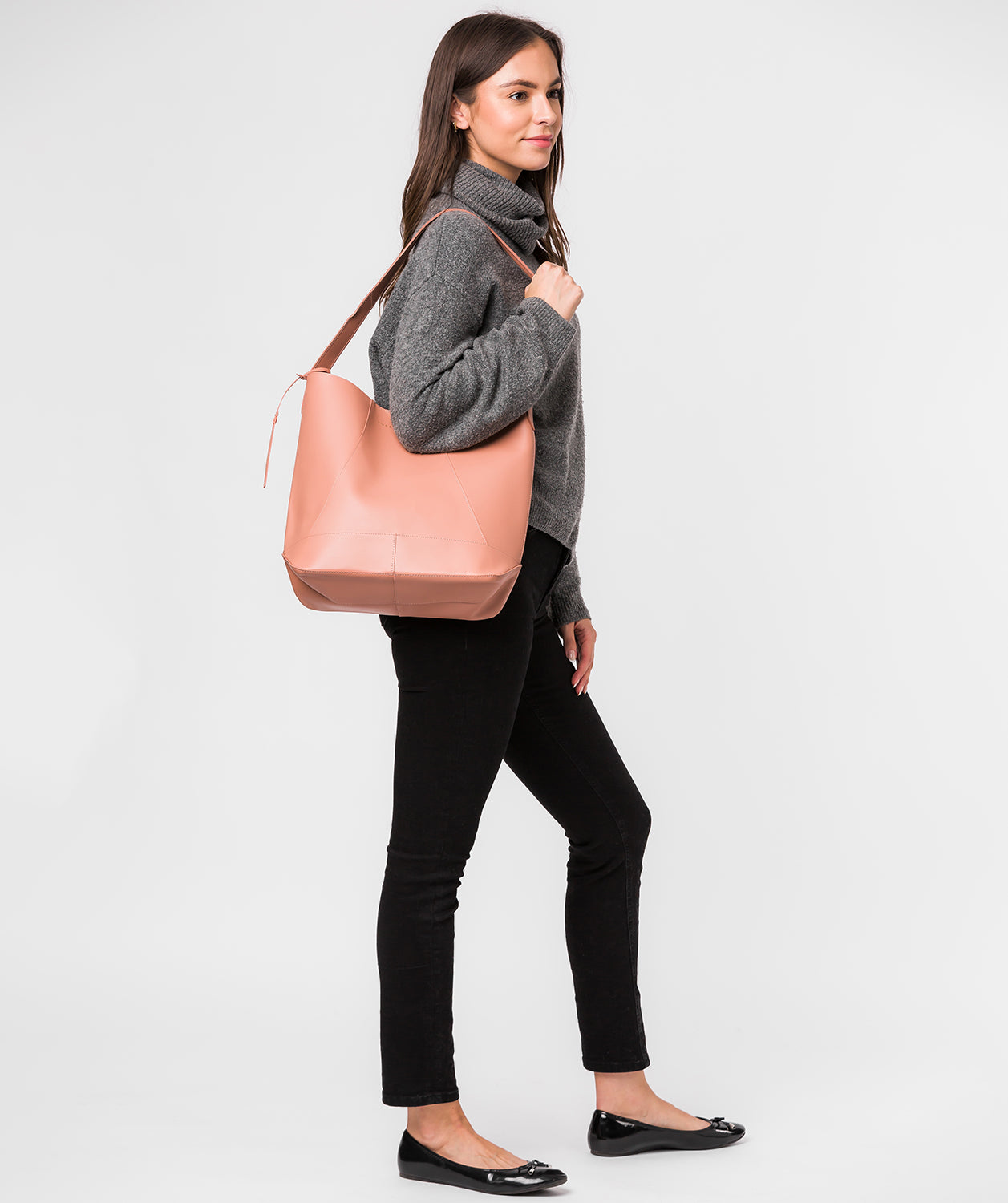 'Tunbridge' Misty Rose Vegetable-Tanned Leather Shoulder Bag