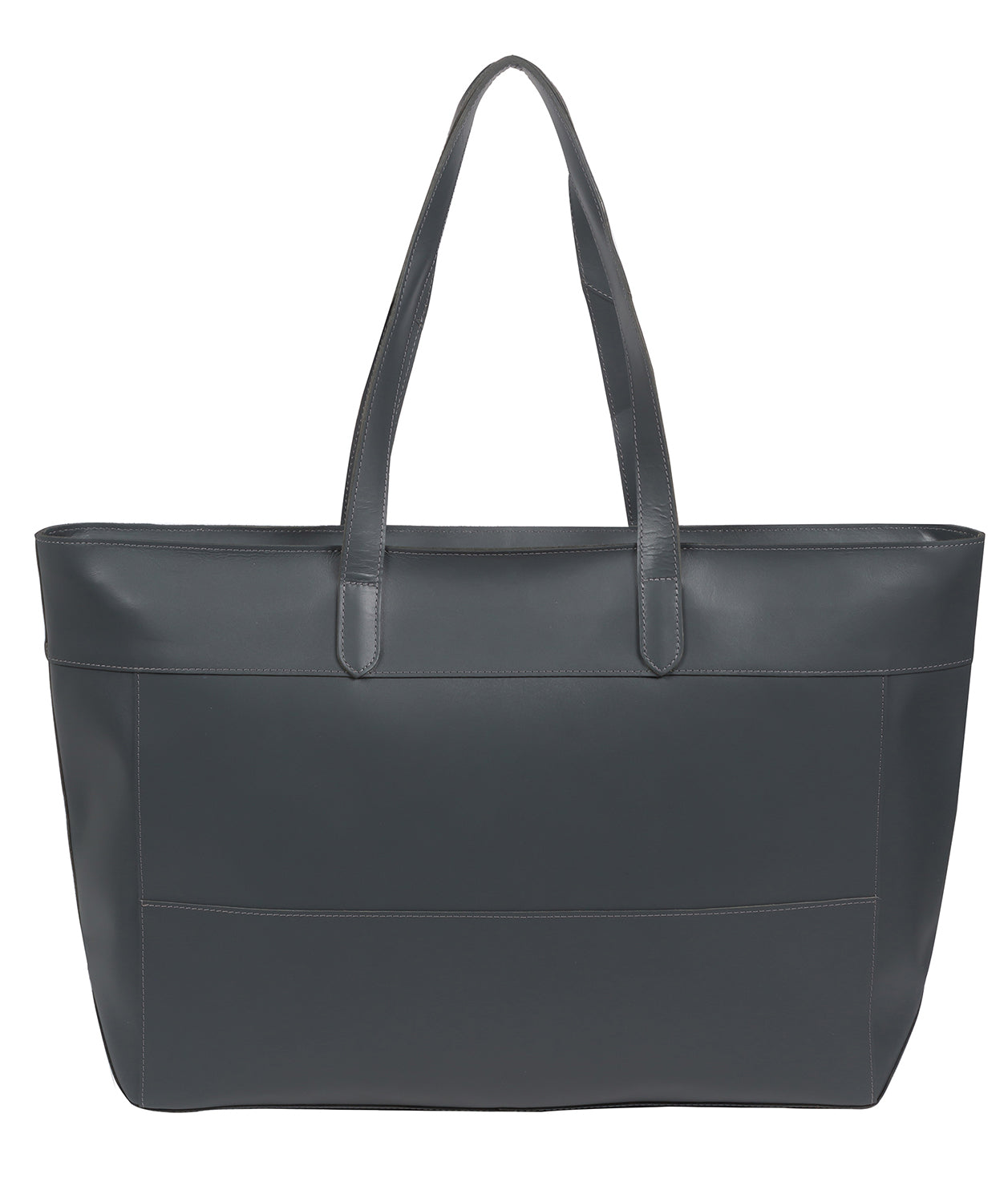 'Milton' Smoky Blue Vegetable-Tanned Leather Tote Bag