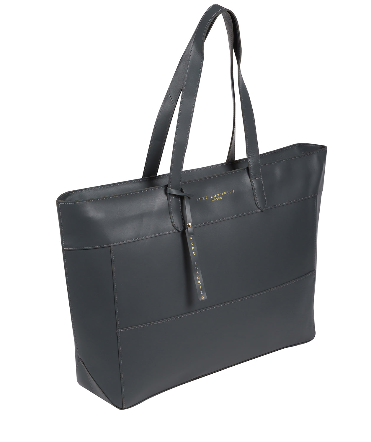 'Milton' Smoky Blue Vegetable-Tanned Leather Tote Bag