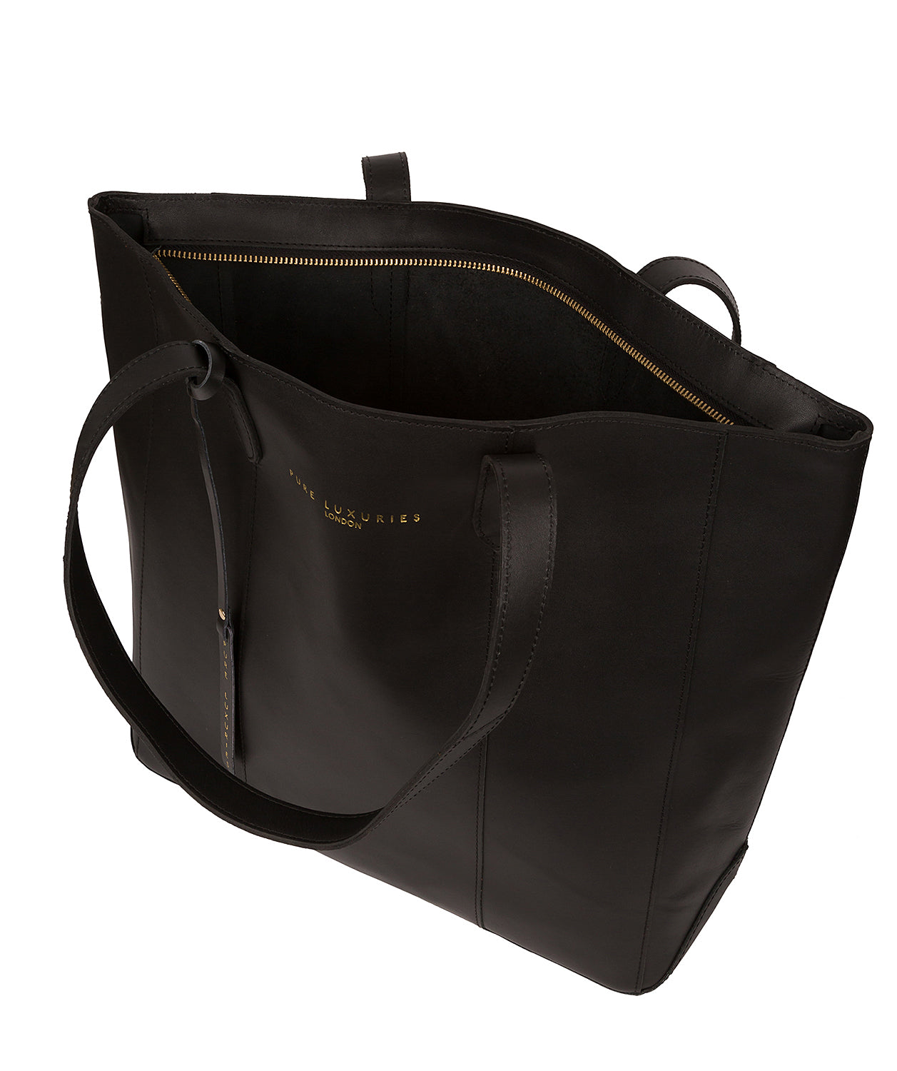 'Amberley' Jet Black Vegetable-Tanned Leather Tote Bag