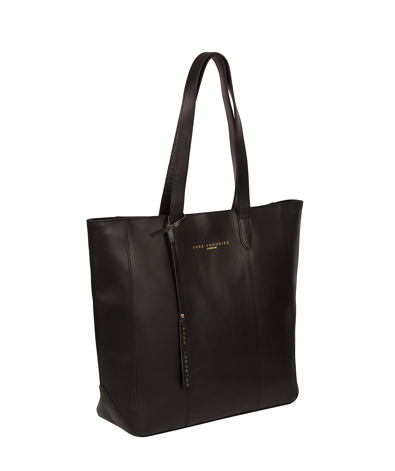 'Amberley' Jet Black Vegetable-Tanned Leather Tote Bag