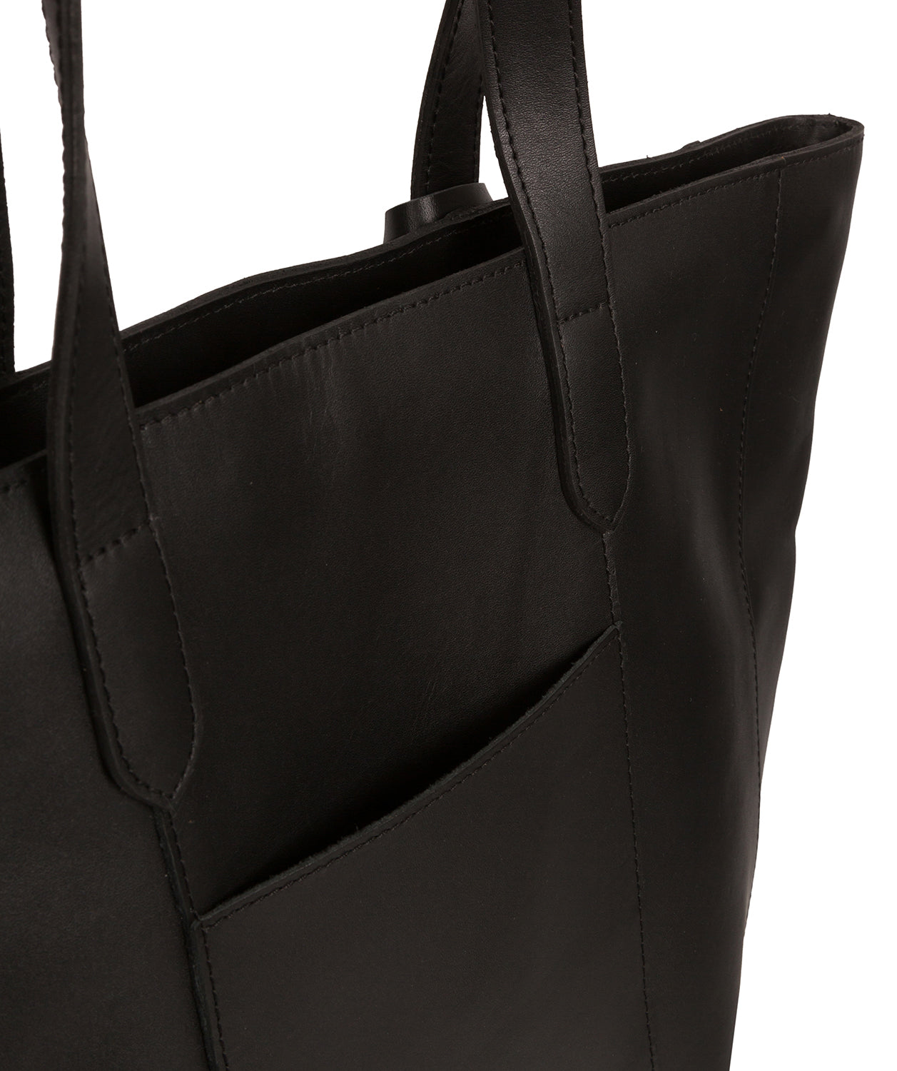 'Amberley' Jet Black Vegetable-Tanned Leather Tote Bag