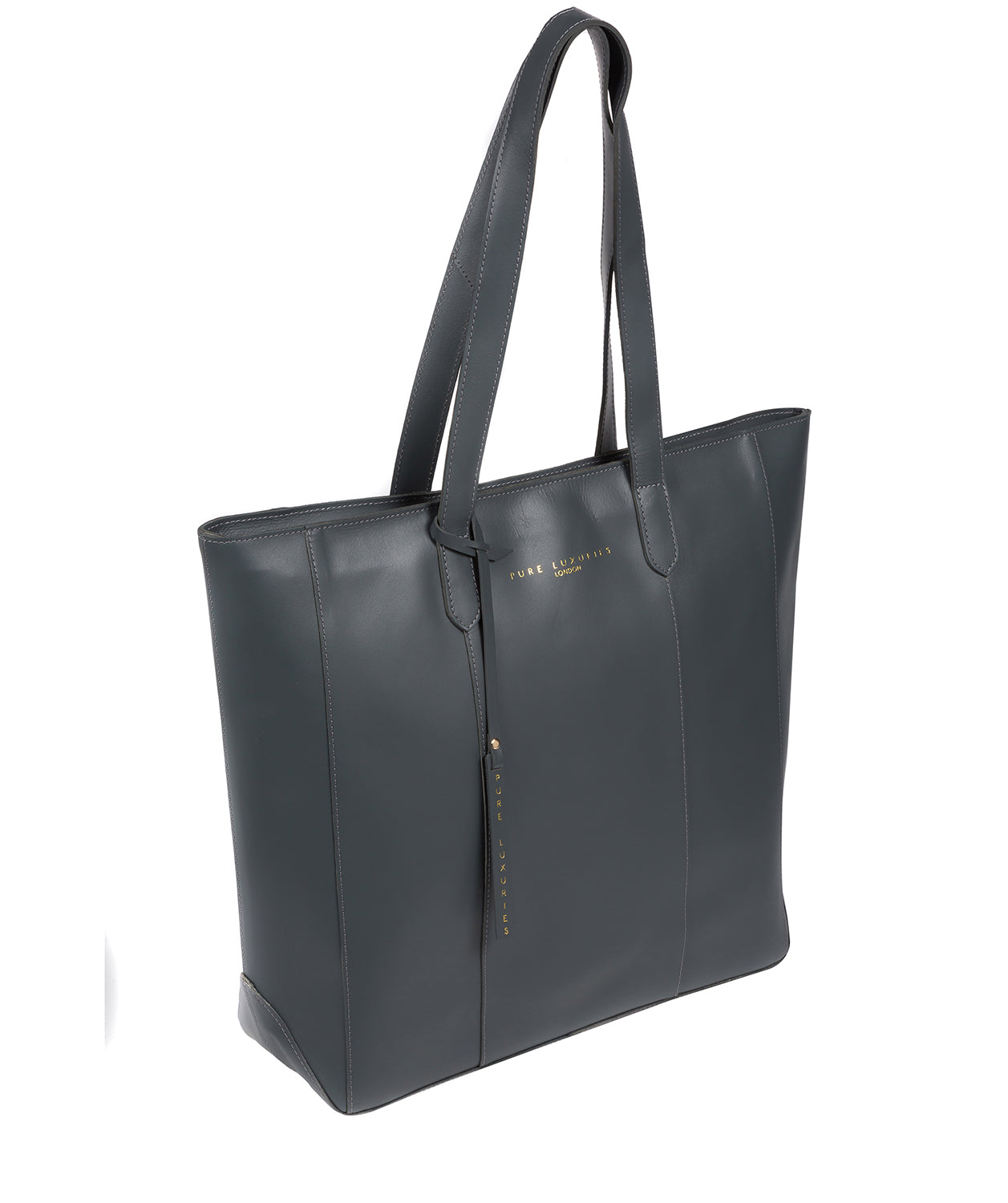 'Amberley' Smoky Blue Vegetable-Tanned Leather Tote Bag