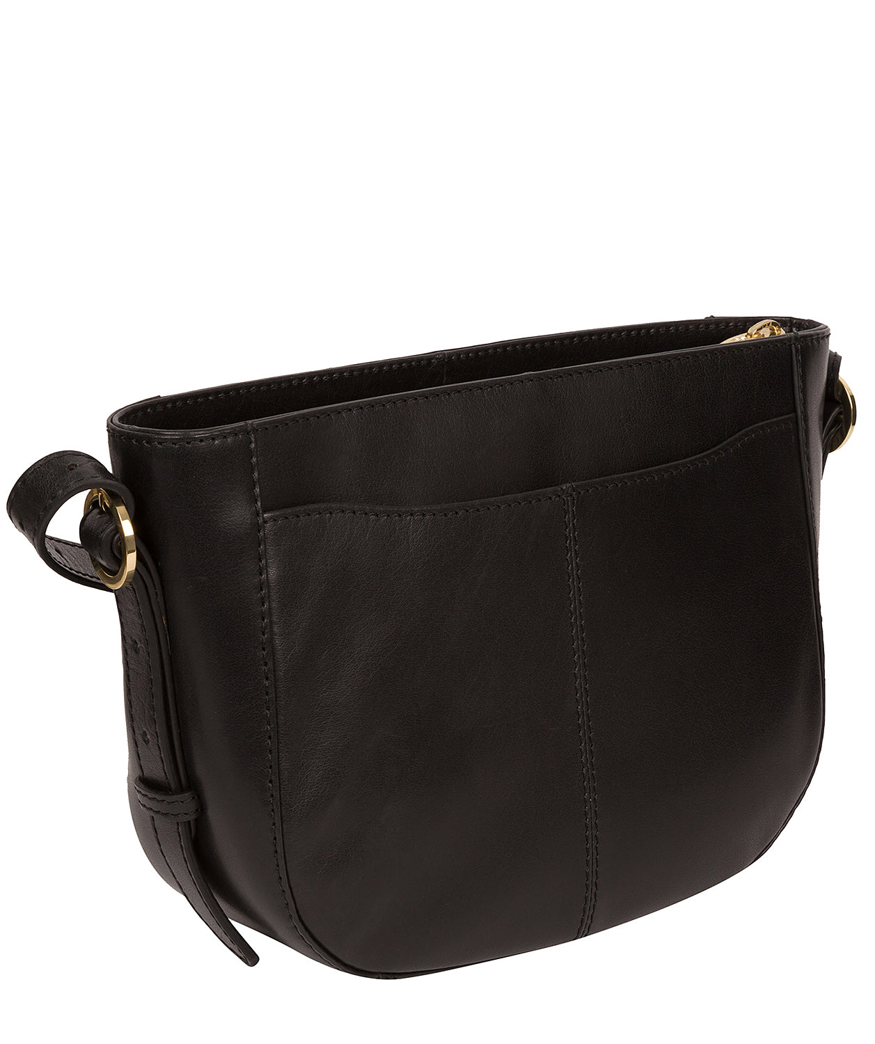 'Kaye' Black Vegetable-Tanned Leather Shoulder Bag