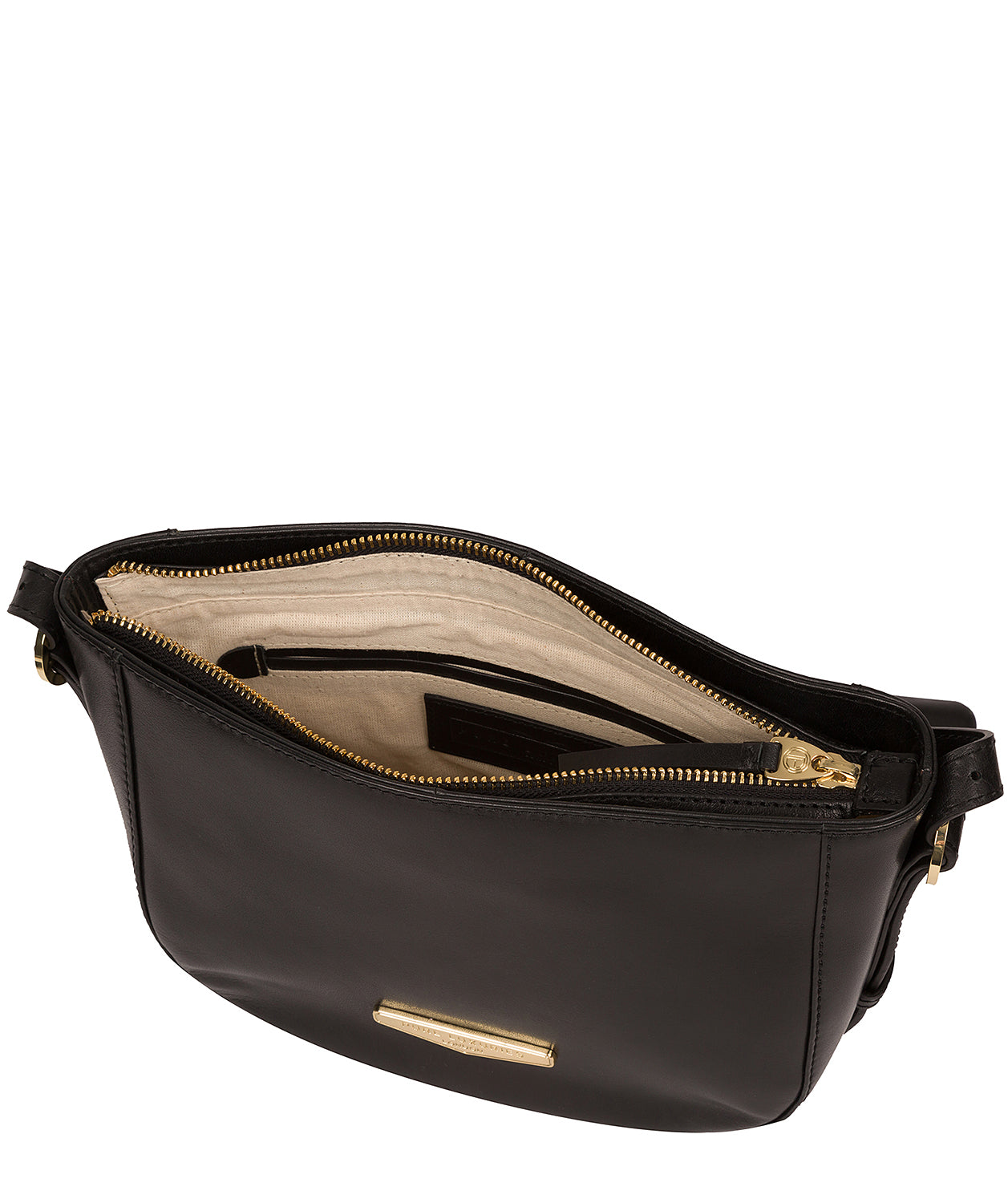 'Kaye' Black Vegetable-Tanned Leather Shoulder Bag