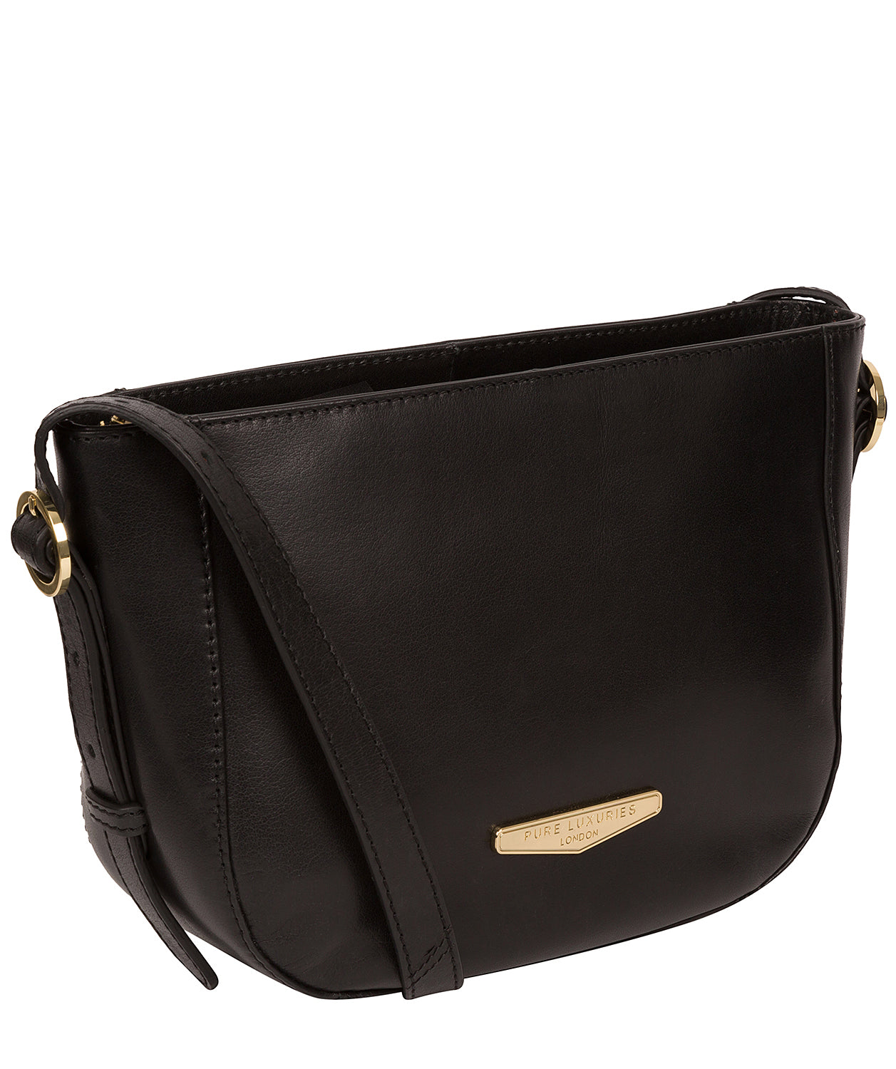 'Kaye' Black Vegetable-Tanned Leather Shoulder Bag