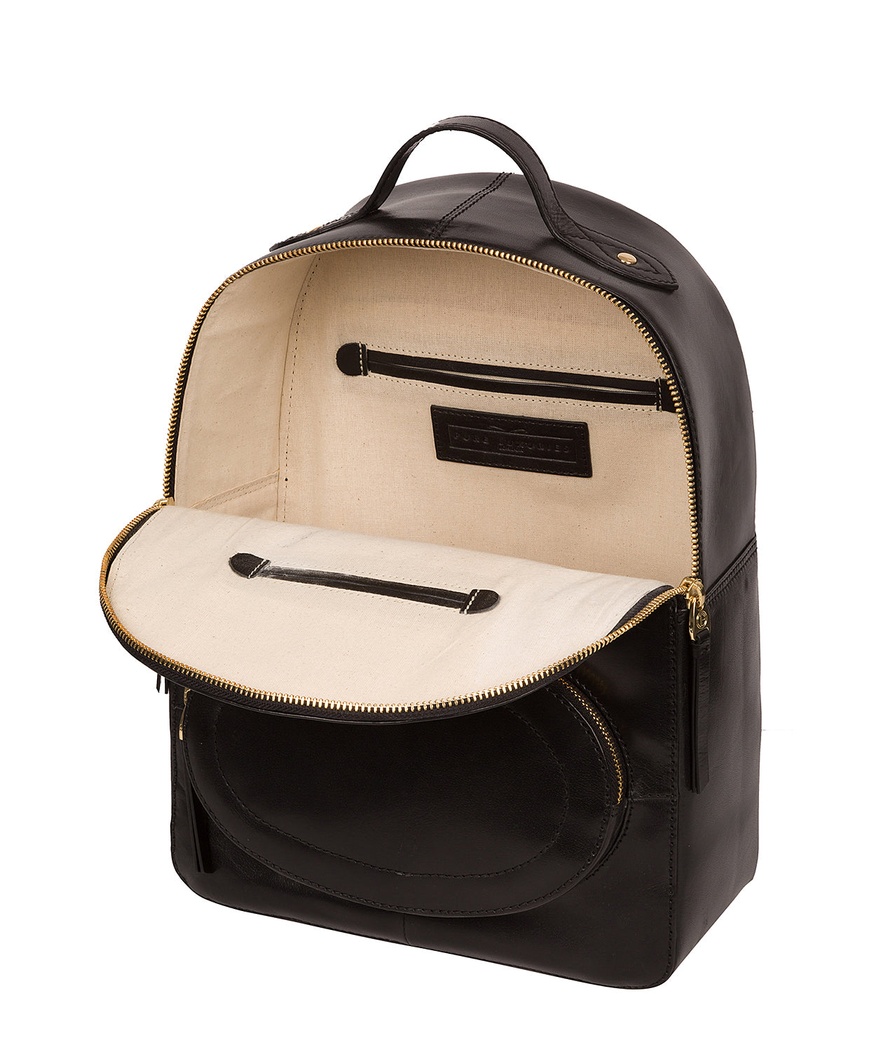 'Christina' Black Vegetable-Tanned Leather Backpack