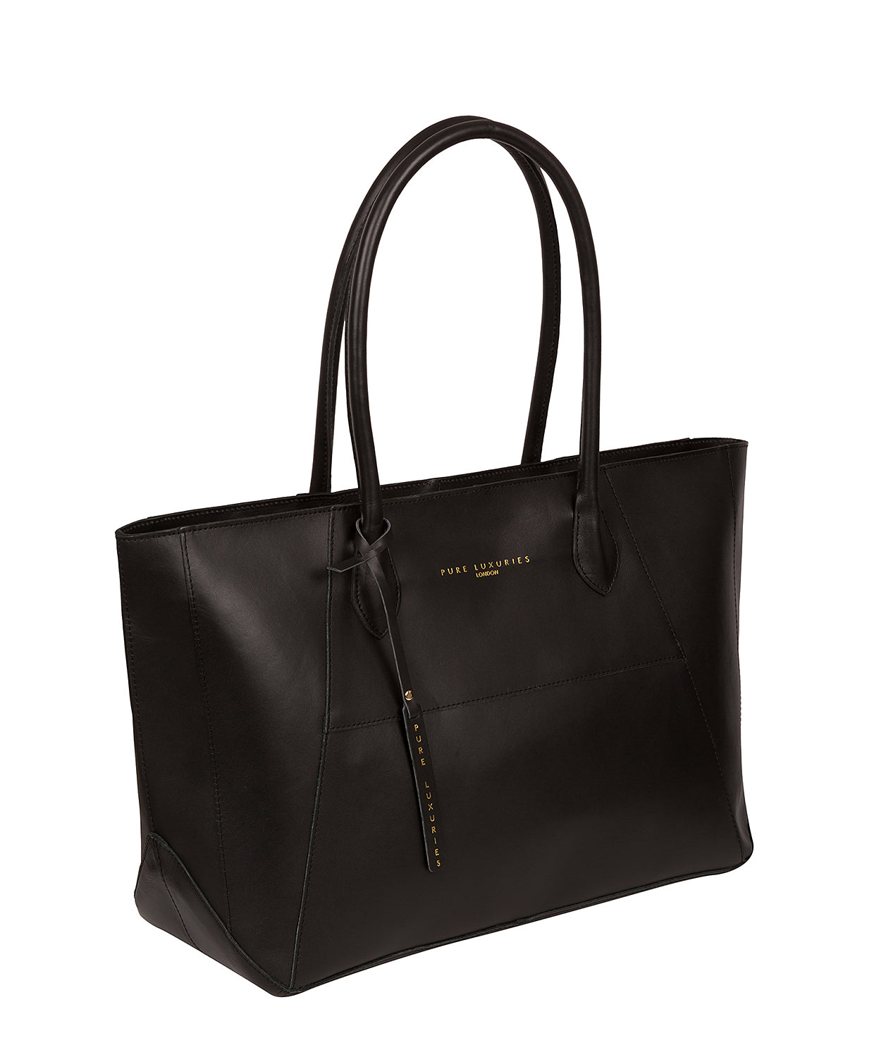 'Storrington' Jet Black Vegetable-Tanned Leather Tote Bag