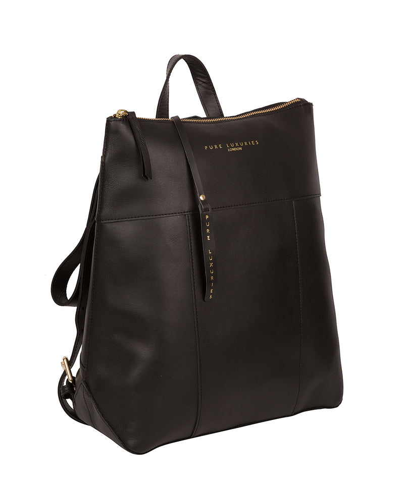 'Hastings' Jet Black Vegetable-Tanned Leather Backpack