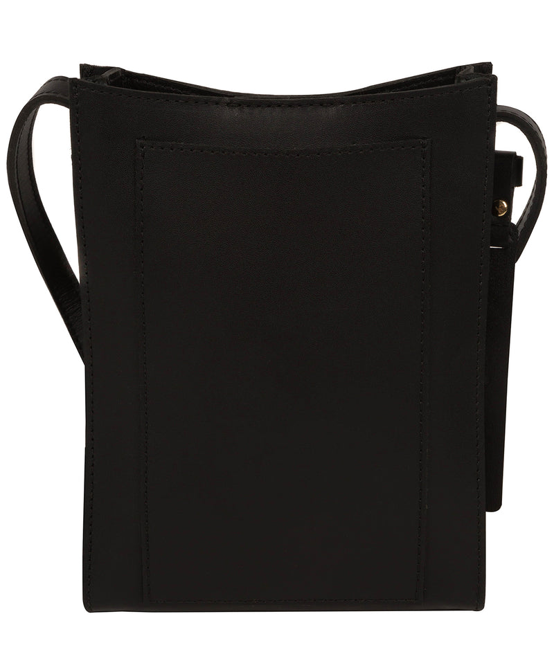 'Barton' Jet Black Vegetable-Tanned Leather Phone Bag