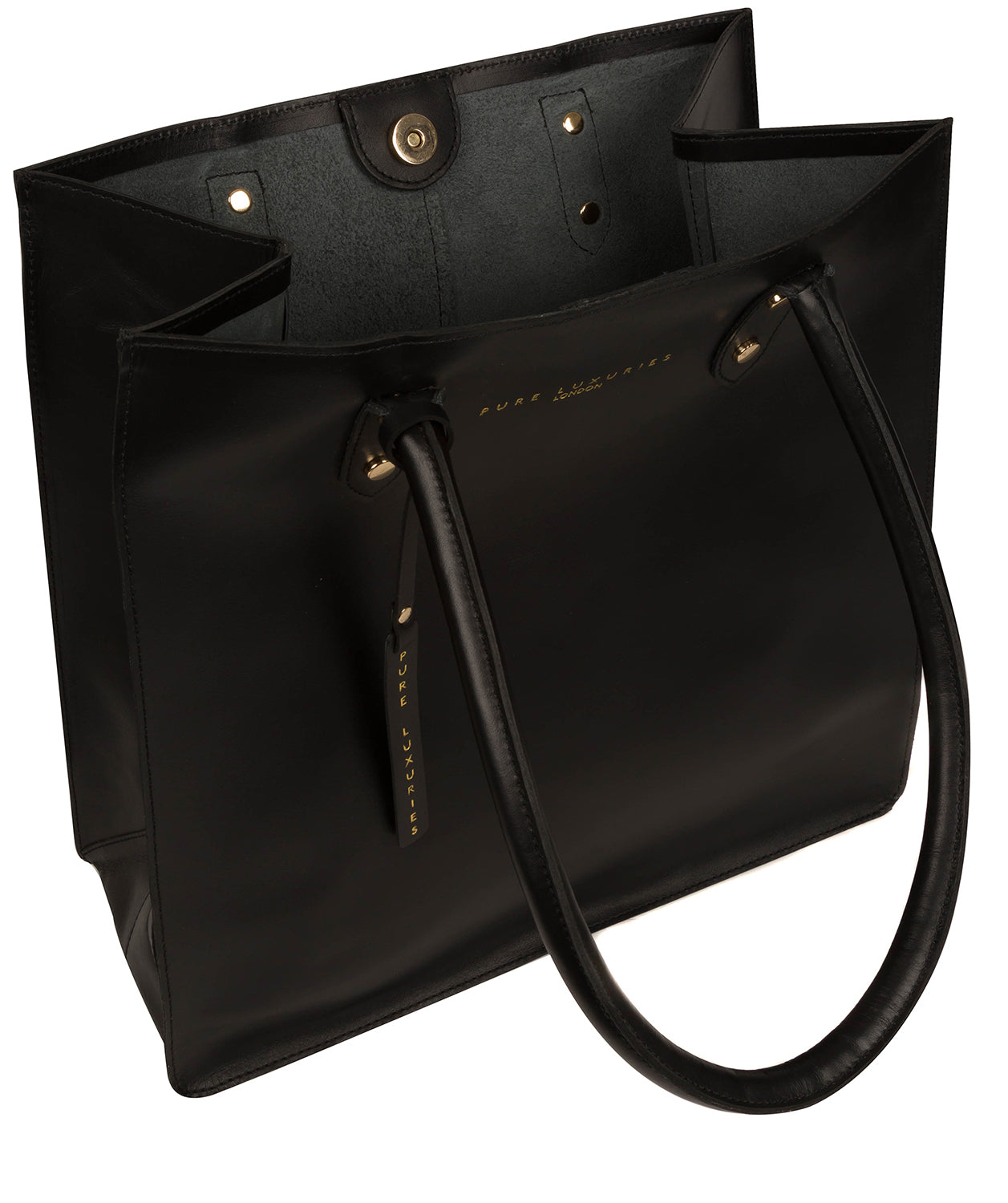 'Henley' Jet Black Vegetable-Tanned Leather Shopper Bag