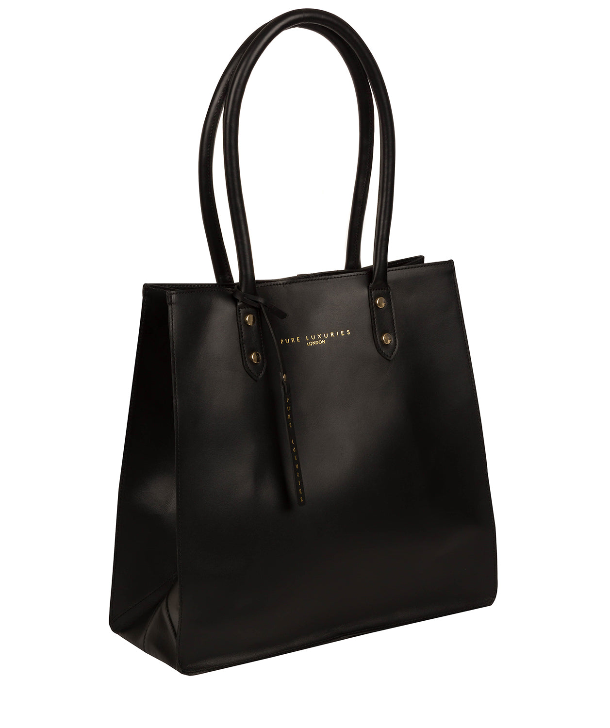 'Henley' Jet Black Vegetable-Tanned Leather Shopper Bag