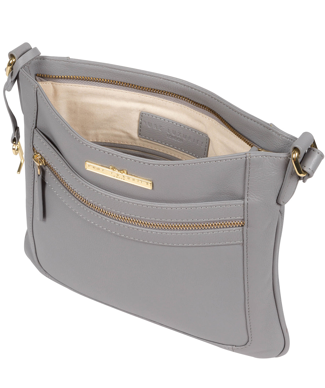 'Lewes' Grey Leather Cross Body Bag