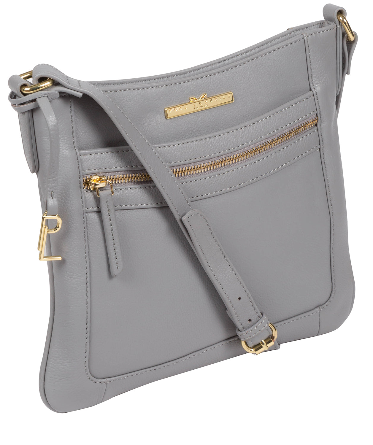 'Lewes' Grey Leather Cross Body Bag