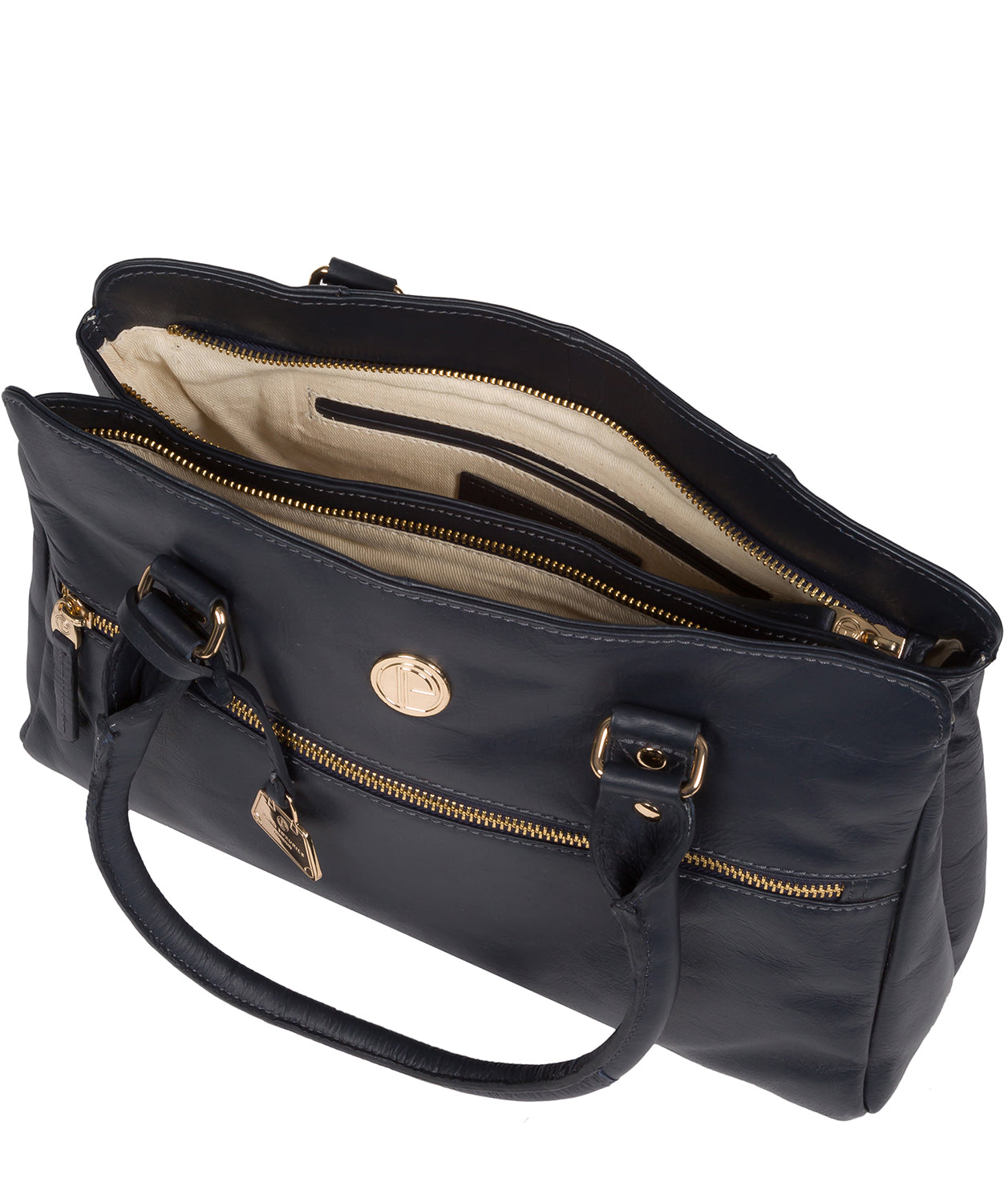 'Poppy' Navy Leather Handbag