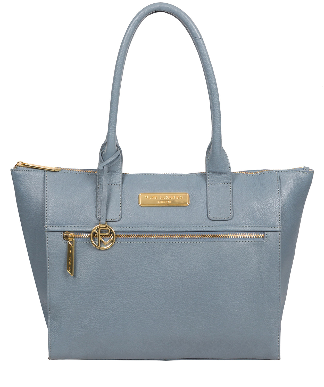 'Faye' Blue Cloud Leather Tote Bag
