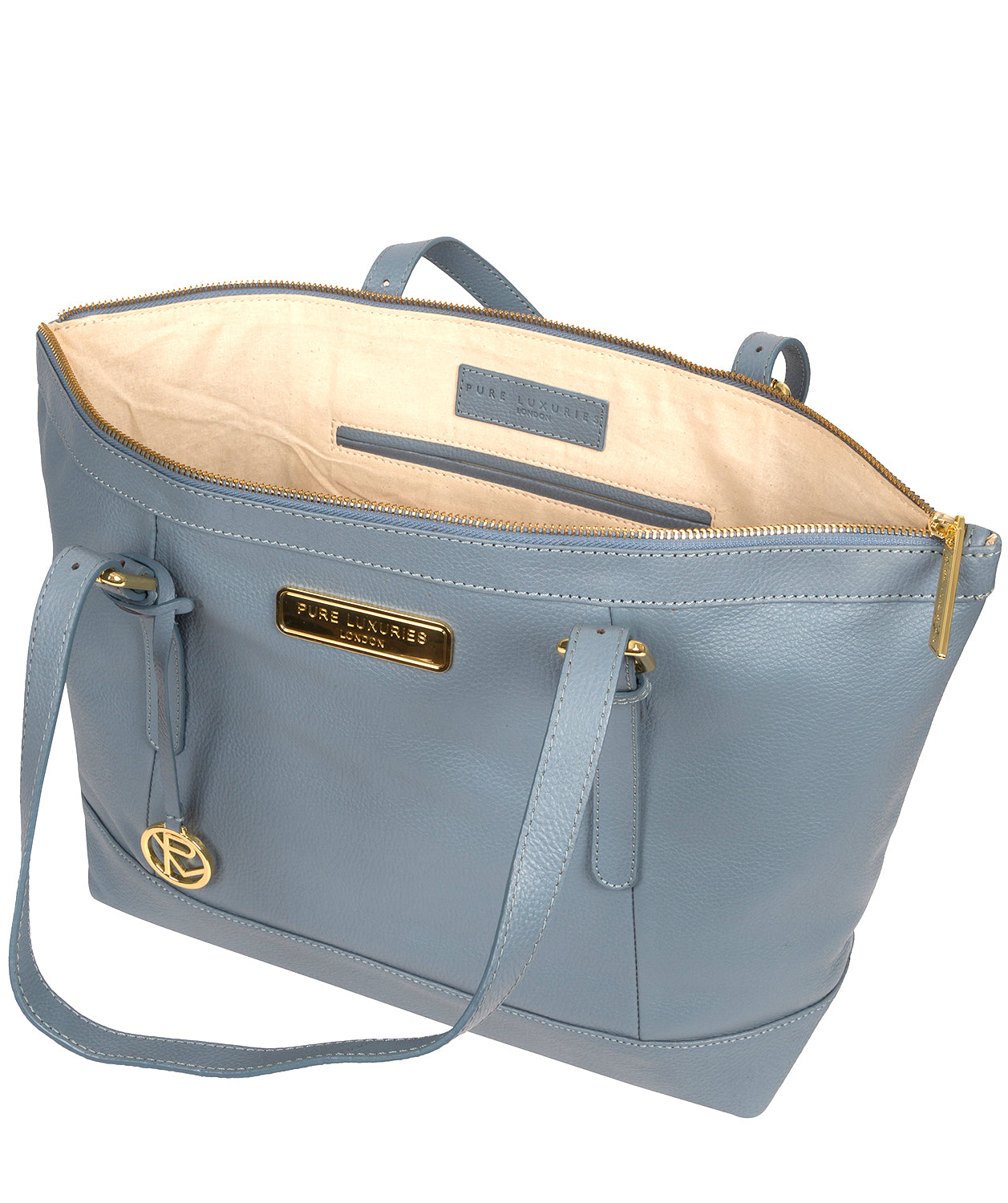 'Emily' Blue Cloud Leather Tote Bag