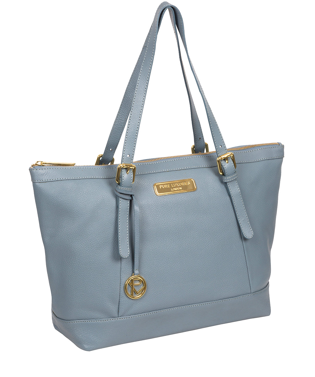 'Emily' Blue Cloud Leather Tote Bag
