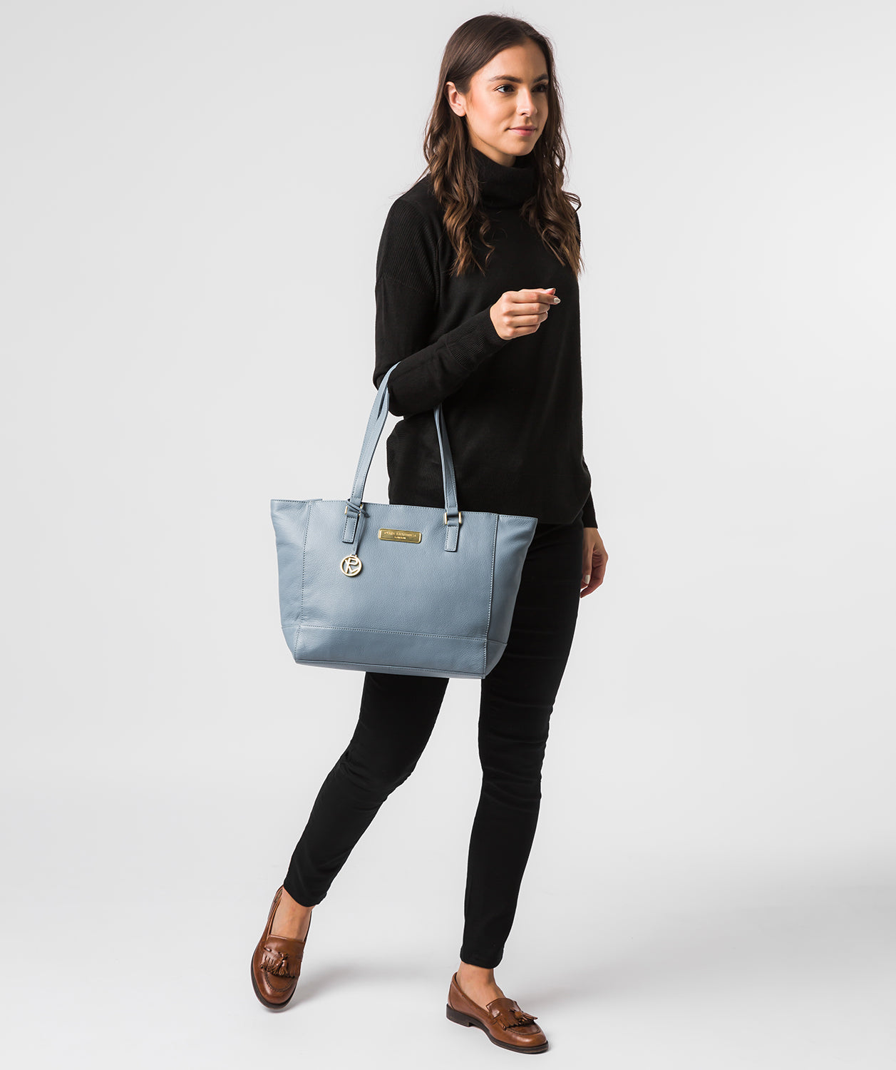 'Sophie' Blue Cloud Leather Tote Bag