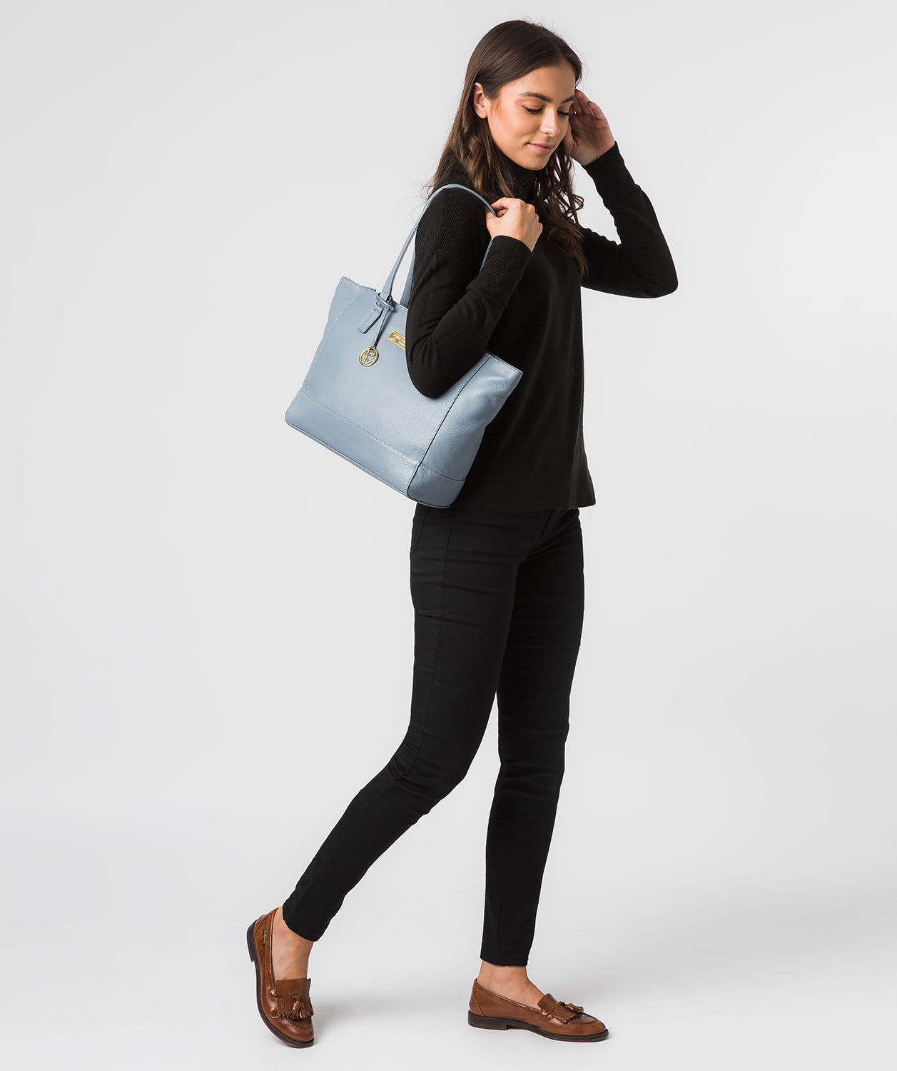 'Sophie' Blue Cloud Leather Tote Bag