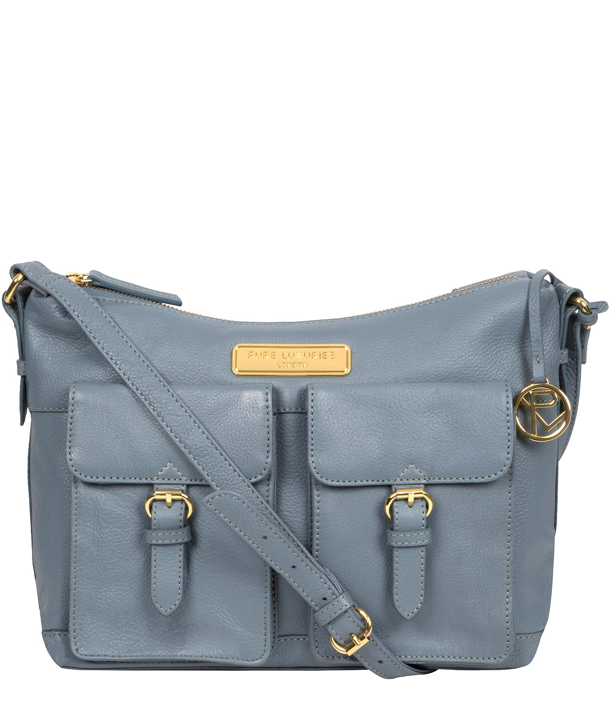 'Jenna' Blue Cloud Leather Shoulder Bag