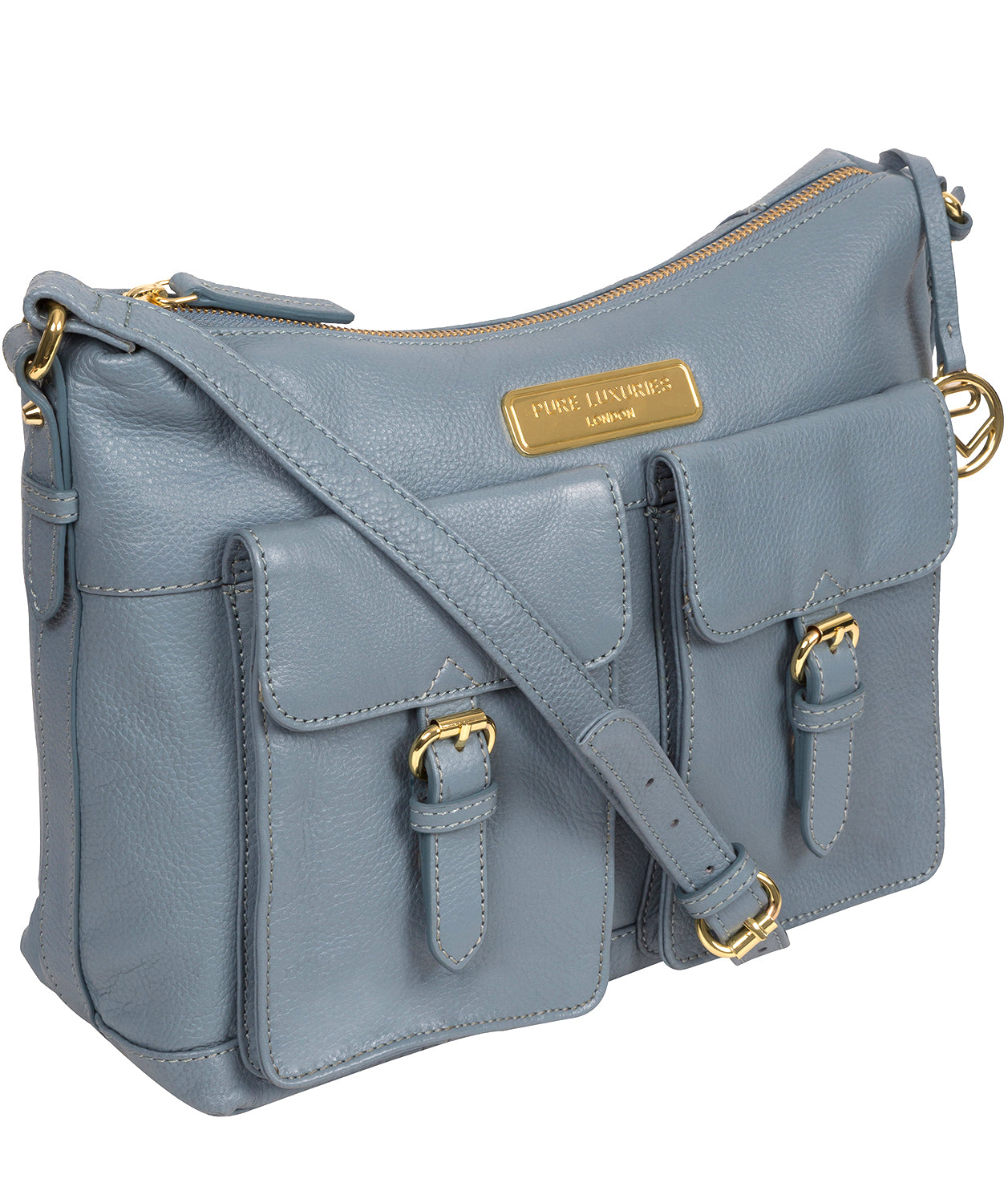 'Jenna' Blue Cloud Leather Shoulder Bag