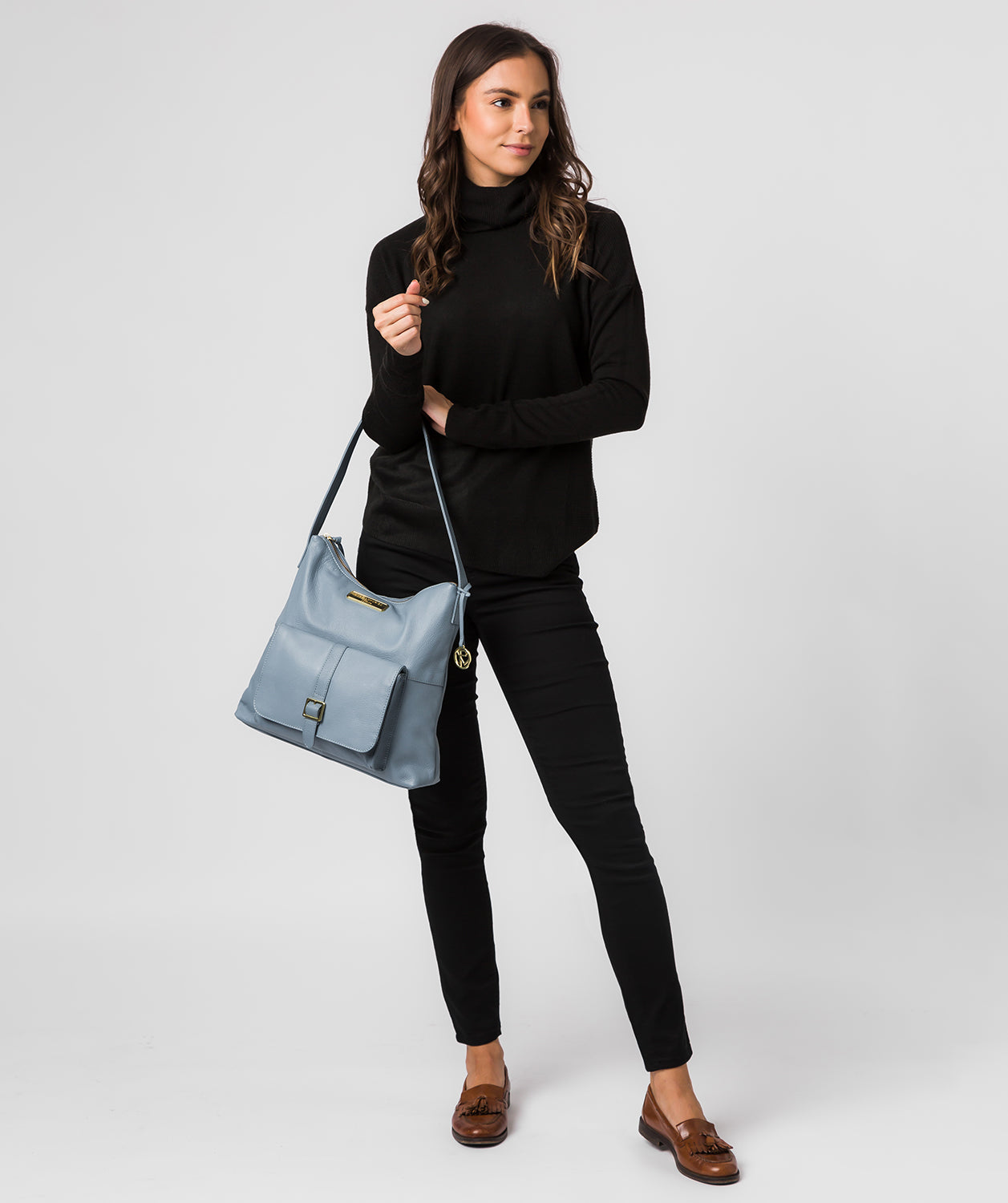 'Imogen' Blue Cloud Leather Shoulder Bag