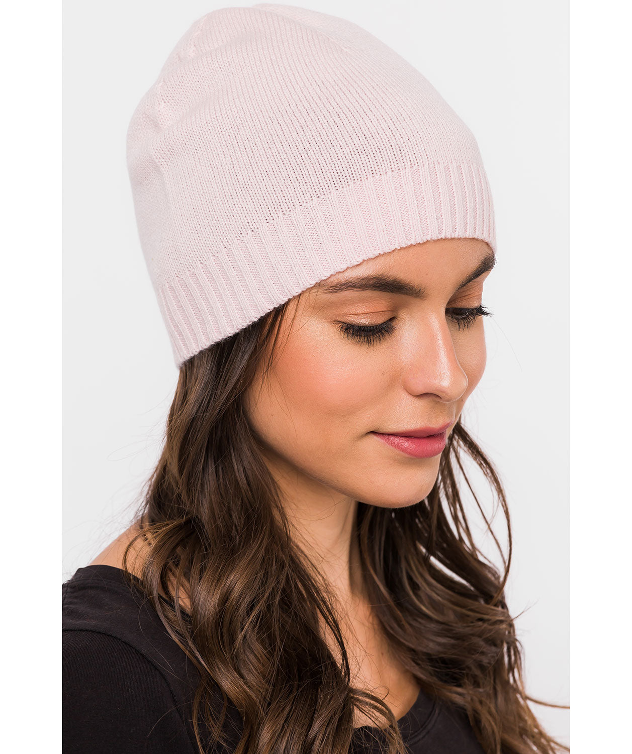 'Bowness' Blush Pink Cashmere & Merino Wool Beanie Hat