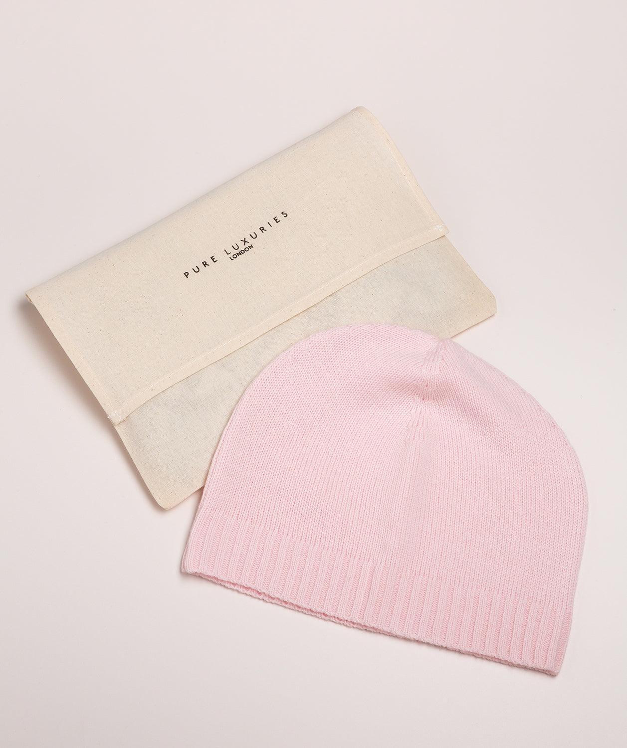 'Bowness' Blush Pink Cashmere & Merino Wool Beanie Hat