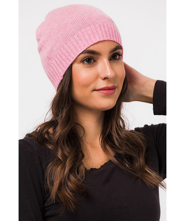 'Bowness' Carnation Pink Cashmere & Merino Wool Beanie Hat