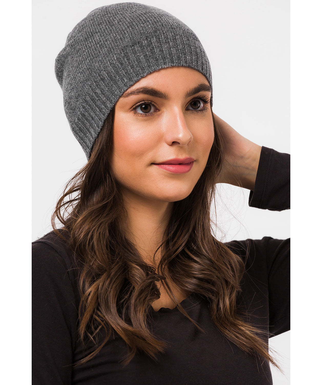 'Bowness' Grey Cashmere & Merino Wool Beanie Hat