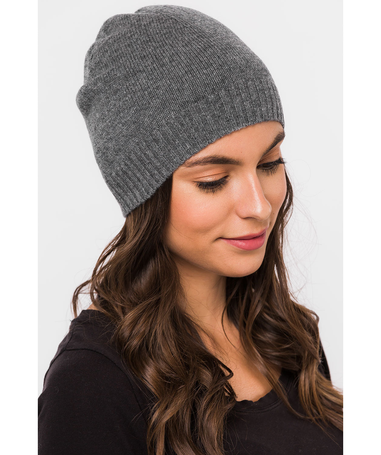 'Bowness' Grey Cashmere & Merino Wool Beanie Hat