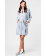 'Hallbeck' Powder Blue Small Merino Wool and Cashmere Dressing Gown