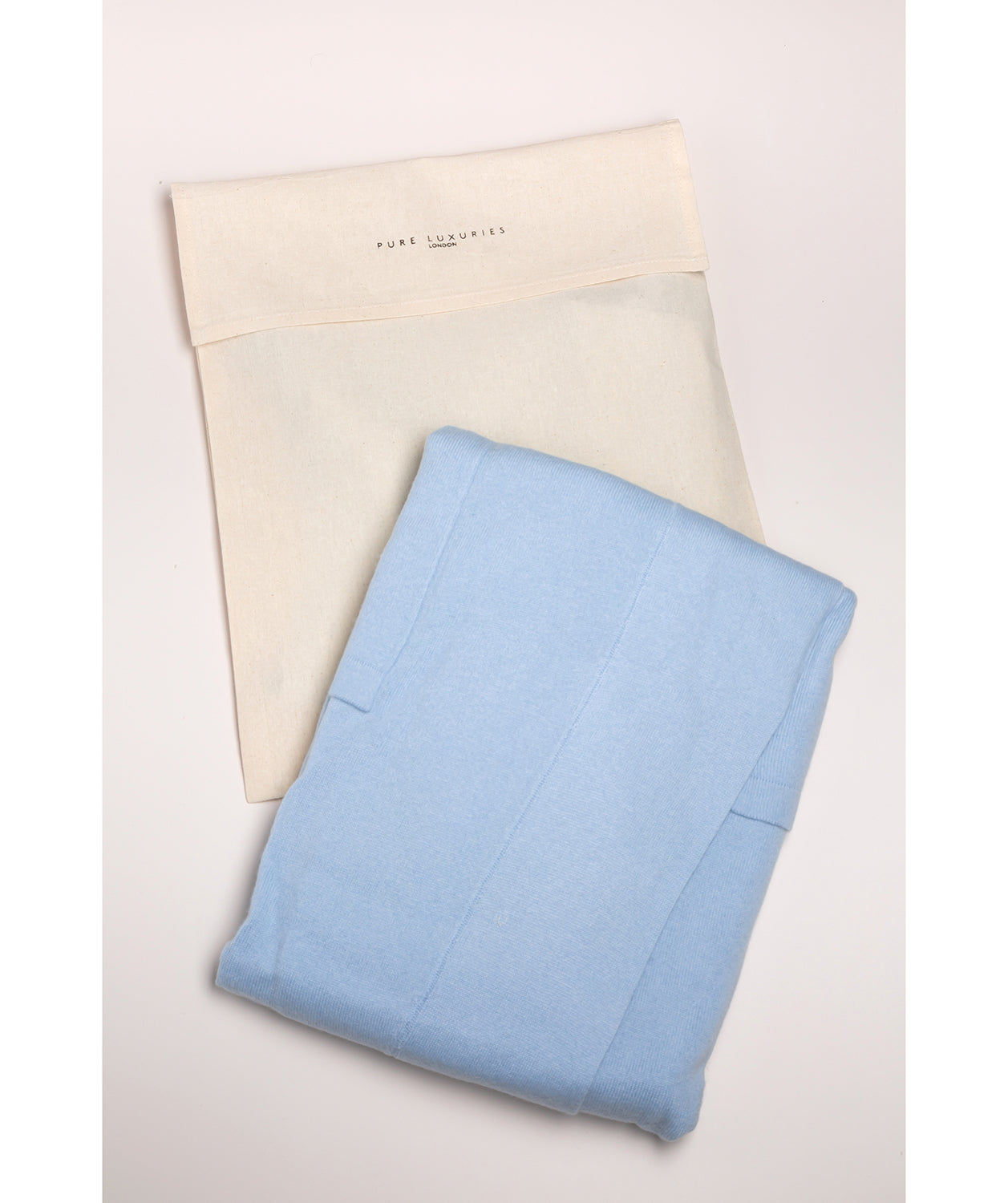 'Hallbeck' Powder Blue Small Merino Wool and Cashmere Dressing Gown