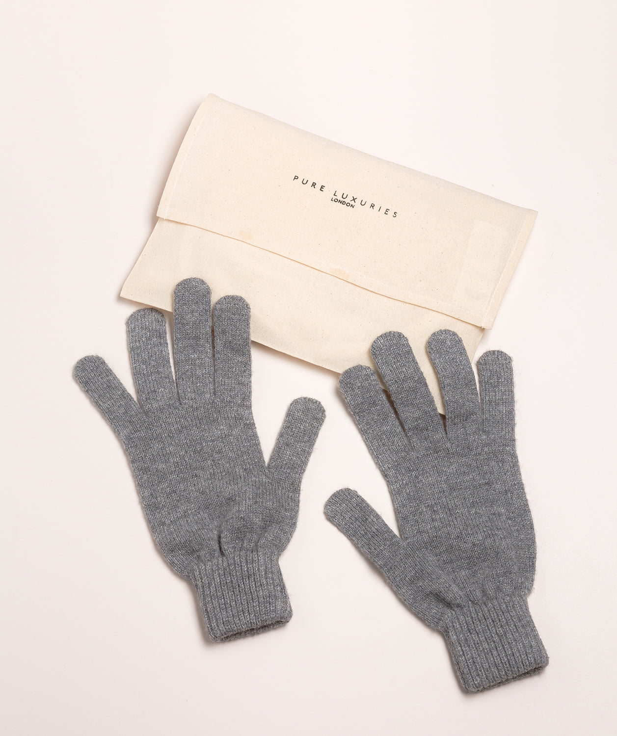 'Woodland' Grey Cashmere & Merino Wool Large Gloves