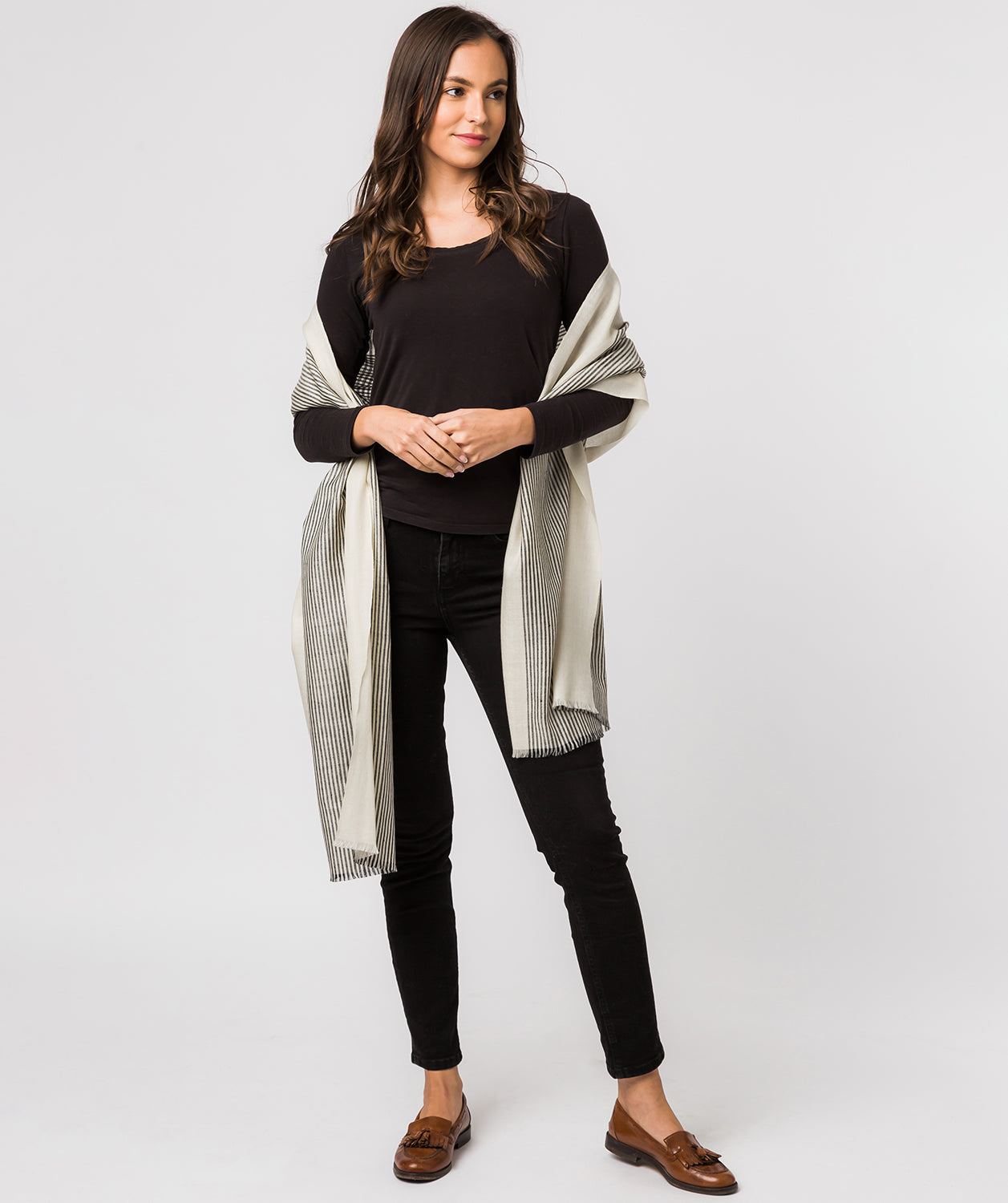 'Contrast' Cashmere & Merino Wool Shawl Wrap
