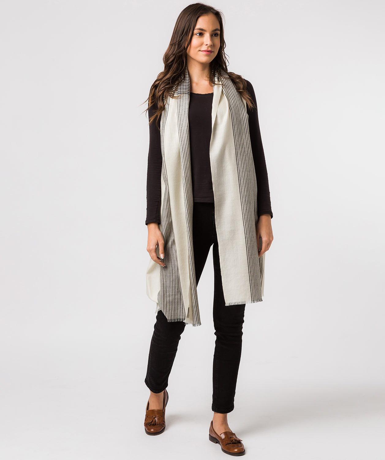 'Contrast' Cashmere & Merino Wool Shawl Wrap