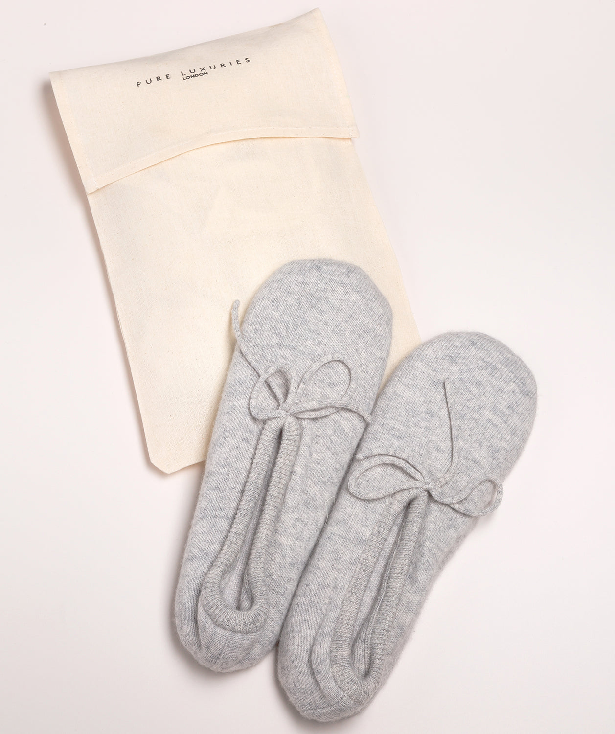 'Appleby' Foggy Cashmere & Merino Wool Small Ballet Slippers